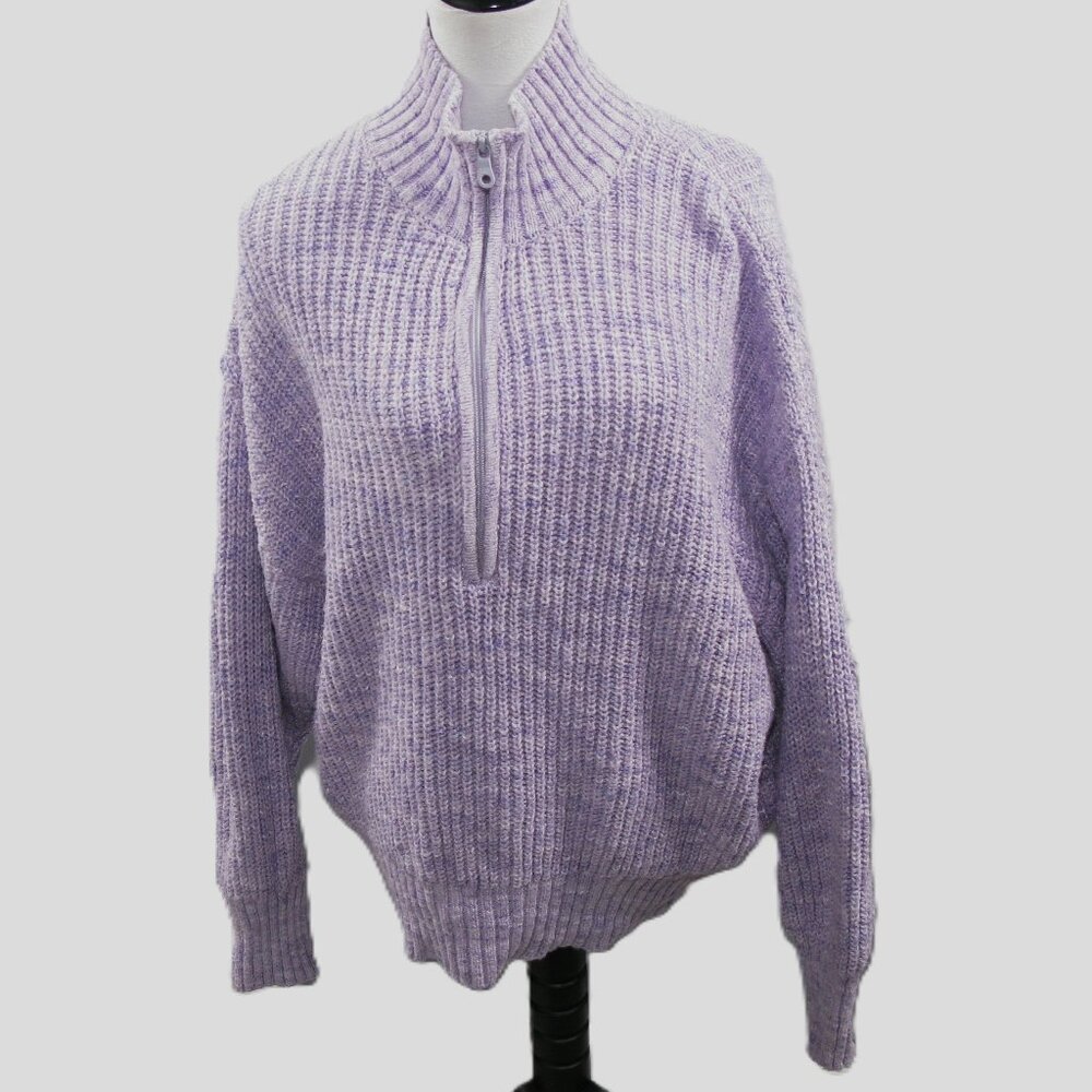Offline by Aerie Lilac Partial Zip Mock Neck Sweater Size Medium